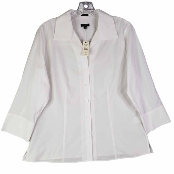 Talbots Blouse Shirt Women’s Size 12P Petite White Button Up Cotton New - Picture 2 of 10